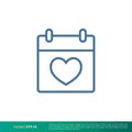 Love, Valentine Calendar Icon Vector Logo Template Illustration Design. Vector EPS 10