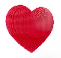 Love and Valentine Day concept. 3d pixel art heart Royalty Free Stock Photo
