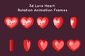 Love Valentine Day 3d Heart Rotation Animation Frames Set Flat Design Vector Illustration Royalty Free Stock Photo