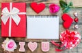 Love Valentine flatlay with copy space