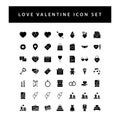 Love Valentine icon set with black color glyph style design