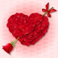 Love Valentine`s background with heart and rose Royalty Free Stock Photo