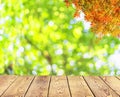 World Environment Day concept: Empty wooden table over blurred tree with bokeh background