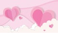 LOVE - Valentine`s Day Pink Color Cutting paper Heart and Couples Wedding Cards Concept Art