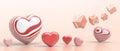 Love for Valentine`s day on Red Background and love You and Red hearts with flipping cubes block.banner,Copy Space,greeting card