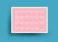 Love Valentine`s Day Theme. Pink Postcard Design with hearts. Vector illustration.