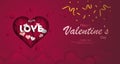 Love valentine`s with red heart background with gold ribbon Royalty Free Stock Photo