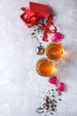 Love Valentine tea greeting card Royalty Free Stock Photo