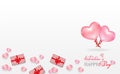 Love and Valentine's Day balloon Postcard and mini heart ballon and giftbox of vector