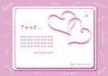 Love Valentines card congratulations with font template for text transcription. Greeting card with a pair of two hearts in vecto Royalty Free Stock Photo