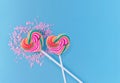 Love and Valentines Day Concept. Couple of Heart Sweet Lollipop Royalty Free Stock Photo