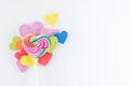 Love and Valentines Day Concept. Heart Sweet Lollipop Candy Lay Royalty Free Stock Photo