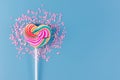 Love and Valentines Day Concept. Heart Sweet Lollipop Candy with