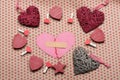Love and Valentines day concept. Parts of pink paper heart