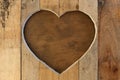 Love Valentines heart wooden frame brown background