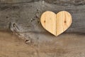 Love Valentines wooden heart on old Elm background