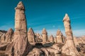 Love Valley (Turkish Asiklar Vadisi) is a valley near GÃÂ¶reme Historical National Park, Cappadocia, Turkey. Royalty Free Stock Photo