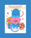 Love vector lovely cartoon flowery sunflower lovable card iloveyou on Valentines day illustration flowered backdrop love