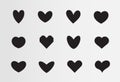 Love vector symbol, Set of black silhouettes of hearts, different icon set. Signs for Saint Valentines Day, decoration Royalty Free Stock Photo