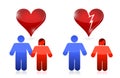 Love versus divorce concept. illustration design