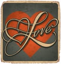 LOVE vintage hand lettered card (vector)
