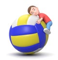 Love Volleyball. 3D Cartoon Character Illustration