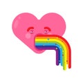 Love vomit rainbow isolated. heart retching cartoon vector illustration Royalty Free Stock Photo