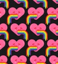 Love vomit rainbow pattern seamless. heart retching cartoon vector background Royalty Free Stock Photo