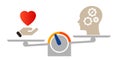 love vs logic choose between mind and heart head thinking compare to emotional scale measure