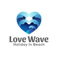 Love wave in beach gradient logo design