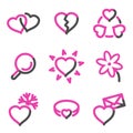 Love web icons, pink contour series Royalty Free Stock Photo