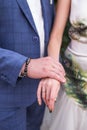 Newlyweds hands with rings Royalty Free Stock Photo