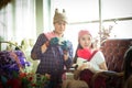 love, wedding, winter, dating and people concept - smiling couple in coffee Time.