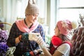 love, wedding, winter, dating and people concept - smiling couple in coffee Time.