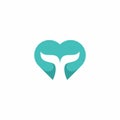 Love Whale Logo. Whale Icon. Fish Logo Vector