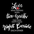 Love is what happens when two hearts find happy place right beside each other.