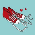 Love white and red sneaker shoe cartoon vector illustration