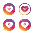 Love Wifi sign. Wi-fi symbol. Wireless Network. Royalty Free Stock Photo
