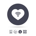 Love Wifi sign. Wi-fi symbol. Wireless Network. Royalty Free Stock Photo