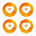 Love Wifi sign. Wi-fi symbol. Wireless Network. Royalty Free Stock Photo