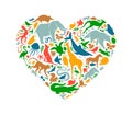 Love wild animal concept heart shape icon isolated Royalty Free Stock Photo