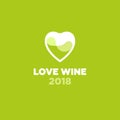 Love wine logo. White. Festival or Exhibition icon. Wine store emblem. Glass as a heart and white wine