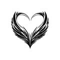 Love wing Icon hand draw black colour world humanitarian day logo symbol perfect