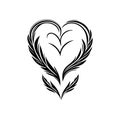 Love wing Icon hand draw black colour world humanitarian day logo symbol perfect