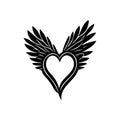 Love wing Icon hand draw black colour world humanitarian day logo symbol perfect