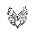 Love wing Icon hand draw black colour world humanitarian day logo symbol perfect