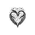 Love wing Icon hand draw black colour world humanitarian day logo symbol perfect