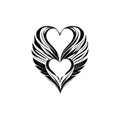 Love wing Icon hand draw black colour world humanitarian day logo symbol perfect