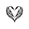 Love wing Icon hand draw black colour world humanitarian day logo symbol perfect