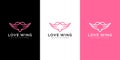 Love wing logo vector design line style